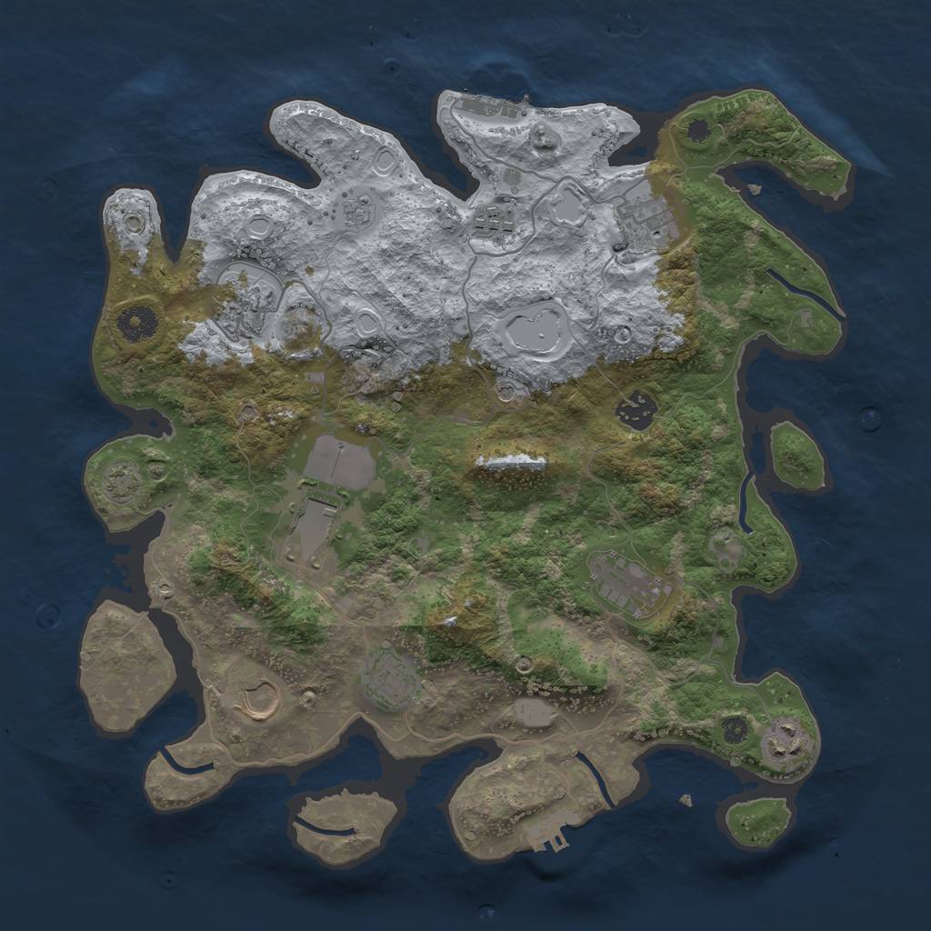 Rust Map: Procedural Map, Size: 3650, Seed: 2353073, 17 Monuments