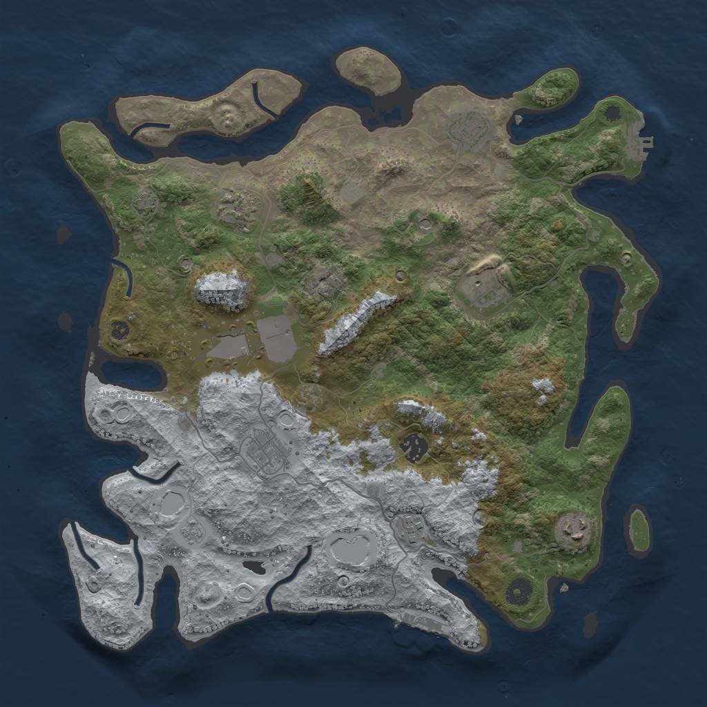 Rust Map: Procedural Map, Size: 3900, Seed: 82885865, 16 Monuments