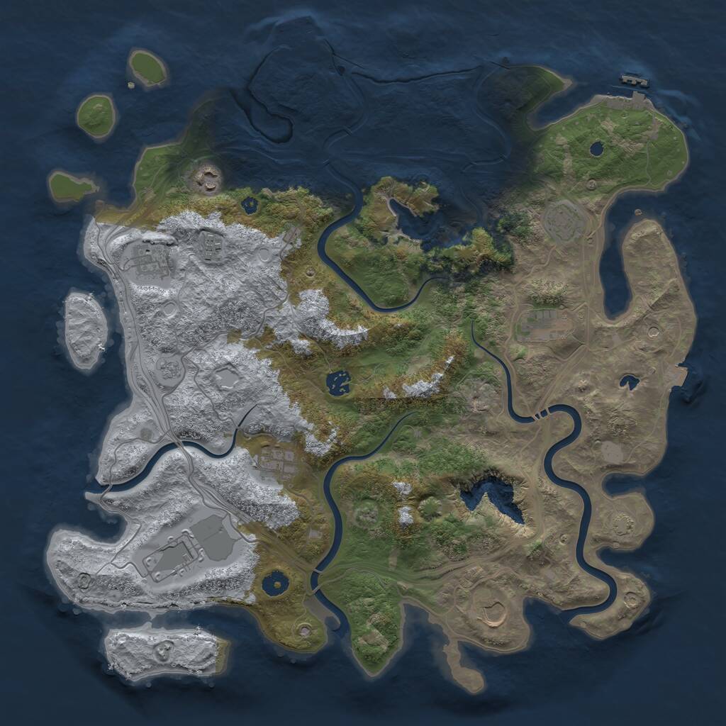 Rust Map: Procedural Map, Size: 4300, Seed: 85706605, 15 Monuments
