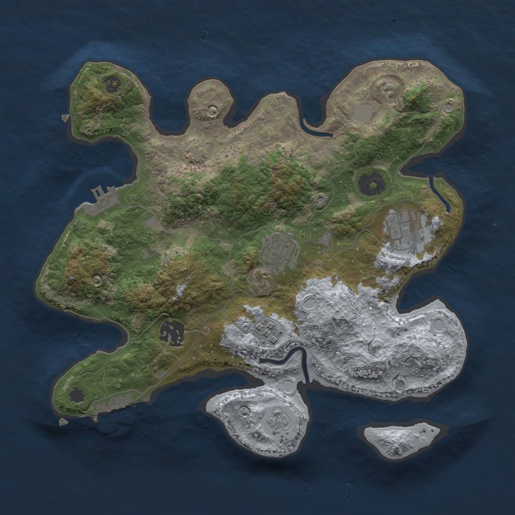 Rust Map: Procedural Map, Size: 3000, Seed: 1824066968, 11 Monuments