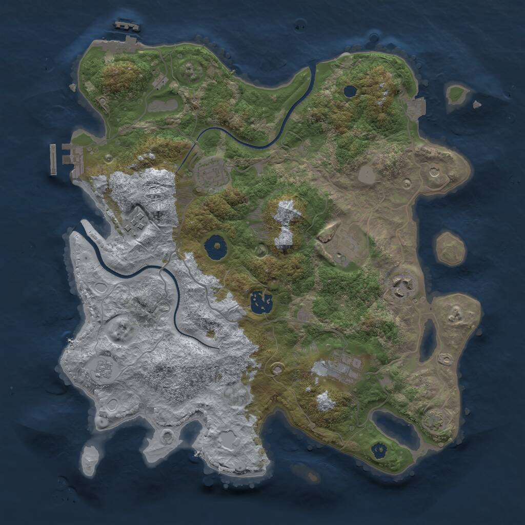Rust Map: Procedural Map, Size: 3400, Seed: 3935995, 12 Monuments