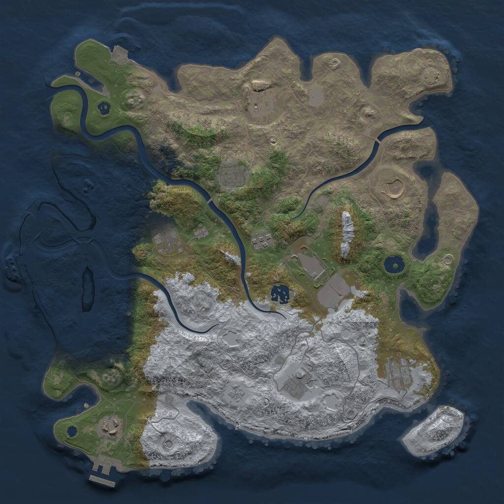 Rust Map: Procedural Map, Size: 3900, Seed: 97792809, 16 Monuments