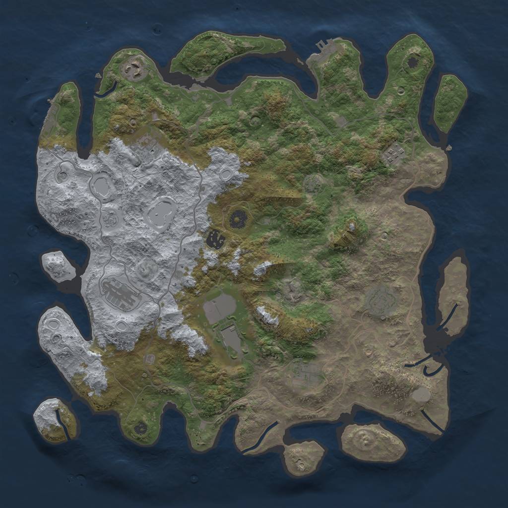 Rust Map: Procedural Map, Size: 4100, Seed: 7341813, 16 Monuments