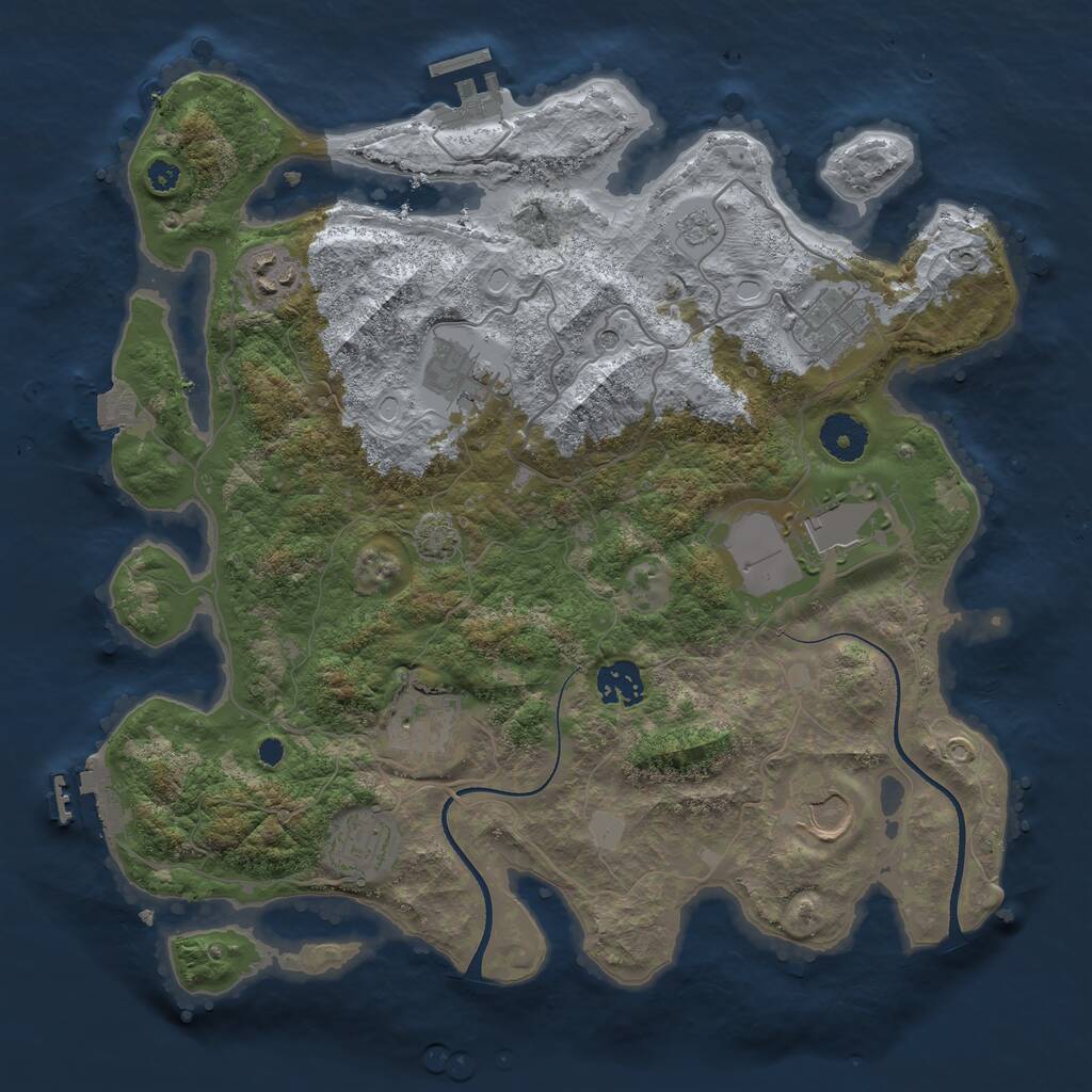 Rust Map: Procedural Map, Size: 3500, Seed: 163325820, 14 Monuments