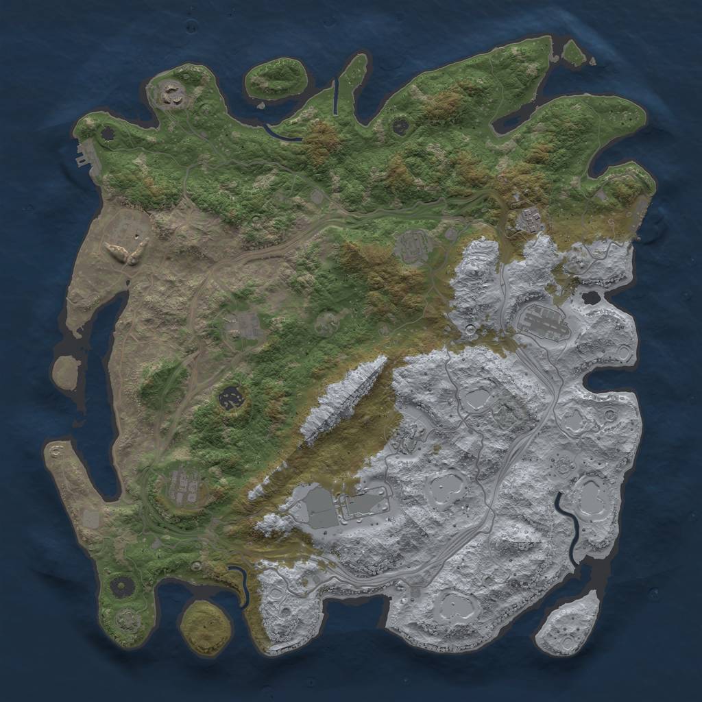 Rust Map: Procedural Map, Size: 4500, Seed: 1102, 18 Monuments