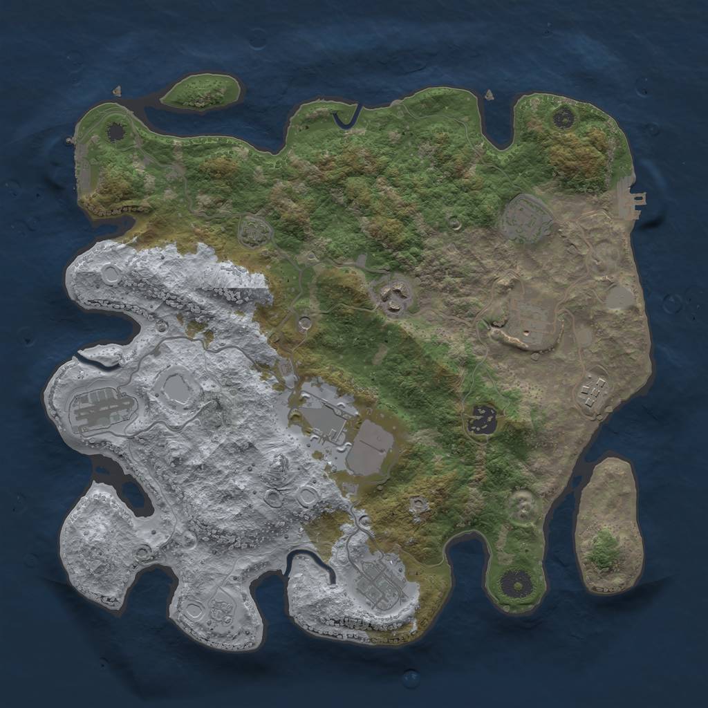 Rust Map: Procedural Map, Size: 3500, Seed: 888835467, 16 Monuments