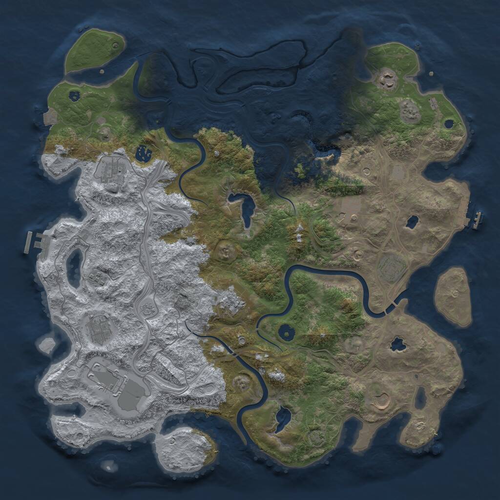 Rust Map: Procedural Map, Size: 4500, Seed: 1294745536, 16 Monuments
