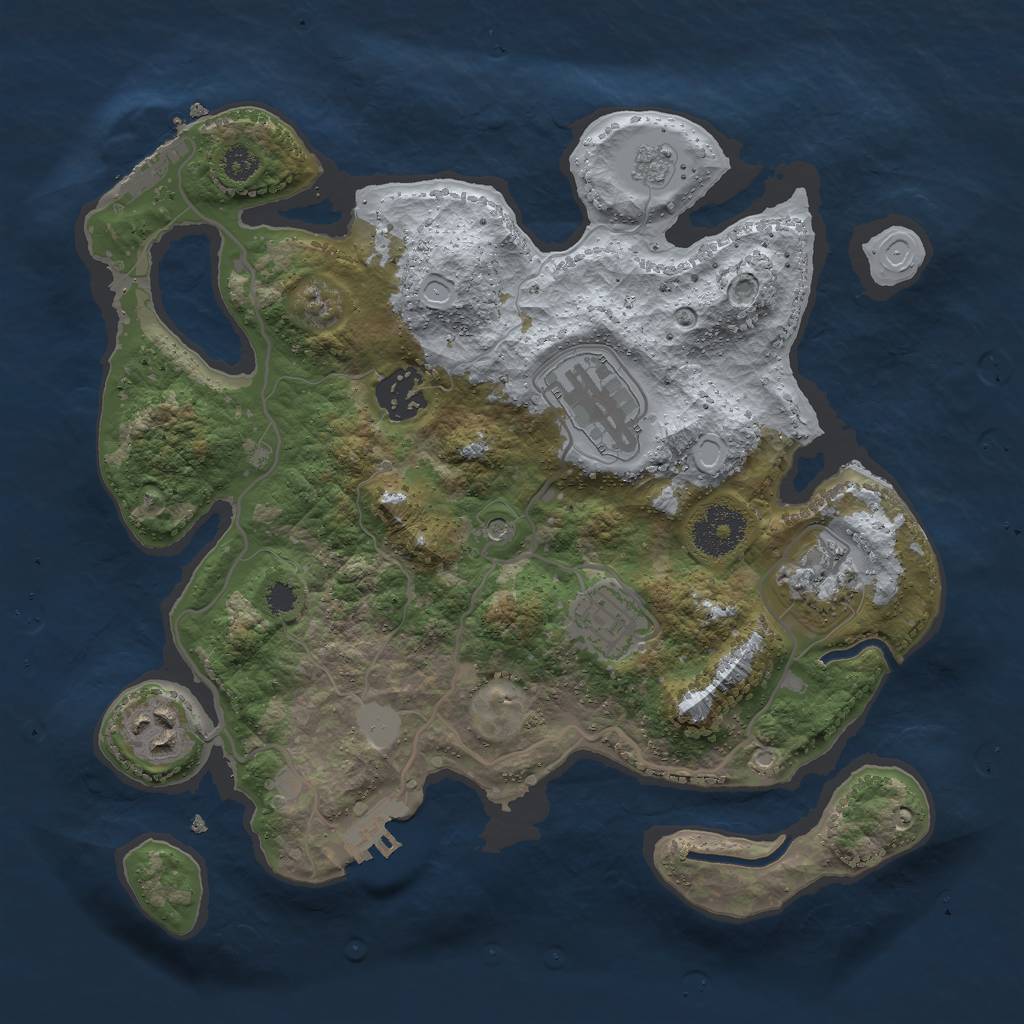Rust Map: Procedural Map, Size: 3000, Seed: 785326, 12 Monuments