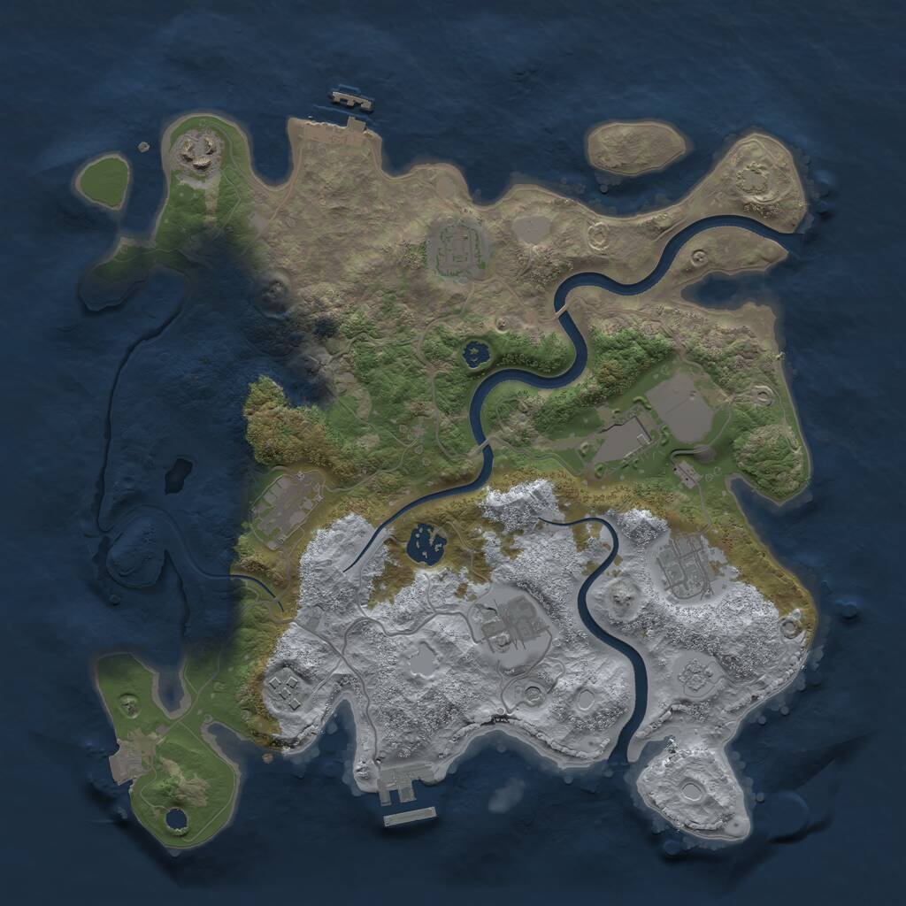 Rust Map: Procedural Map, Size: 3500, Seed: 2984195, 14 Monuments