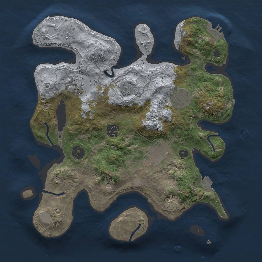 Rust Map: Procedural Map, Size: 3000, Seed: 26458, 12 Monuments