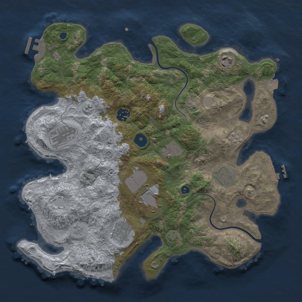 Rust Map: Procedural Map, Size: 3550, Seed: 1252586523, 14 Monuments