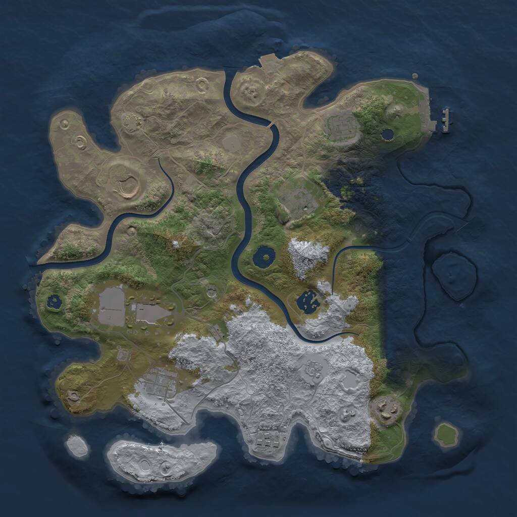 Rust Map: Procedural Map, Size: 3500, Seed: 635016978, 13 Monuments