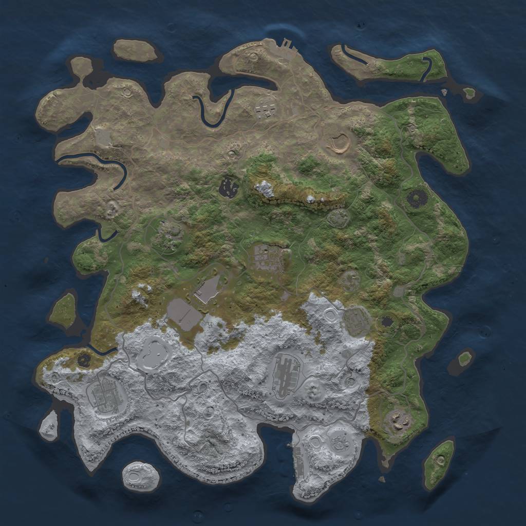Rust Map: Procedural Map, Size: 4000, Seed: 2125752935, 18 Monuments