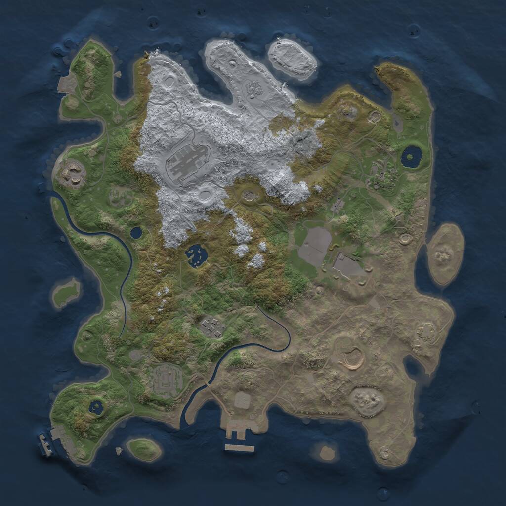 Rust Map: Procedural Map, Size: 3500, Seed: 1505443025, 14 Monuments