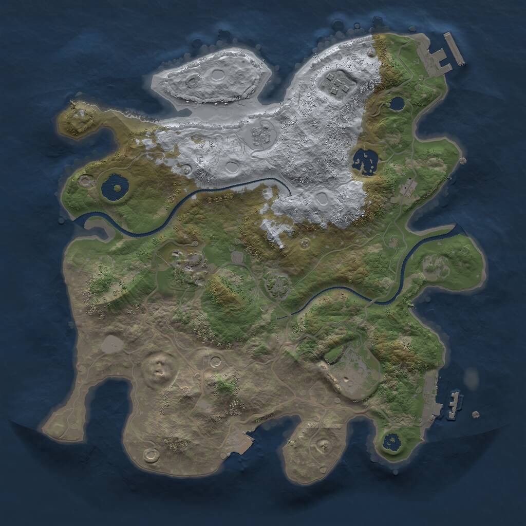 Rust Map: Procedural Map, Size: 3000, Seed: 921968634, 10 Monuments