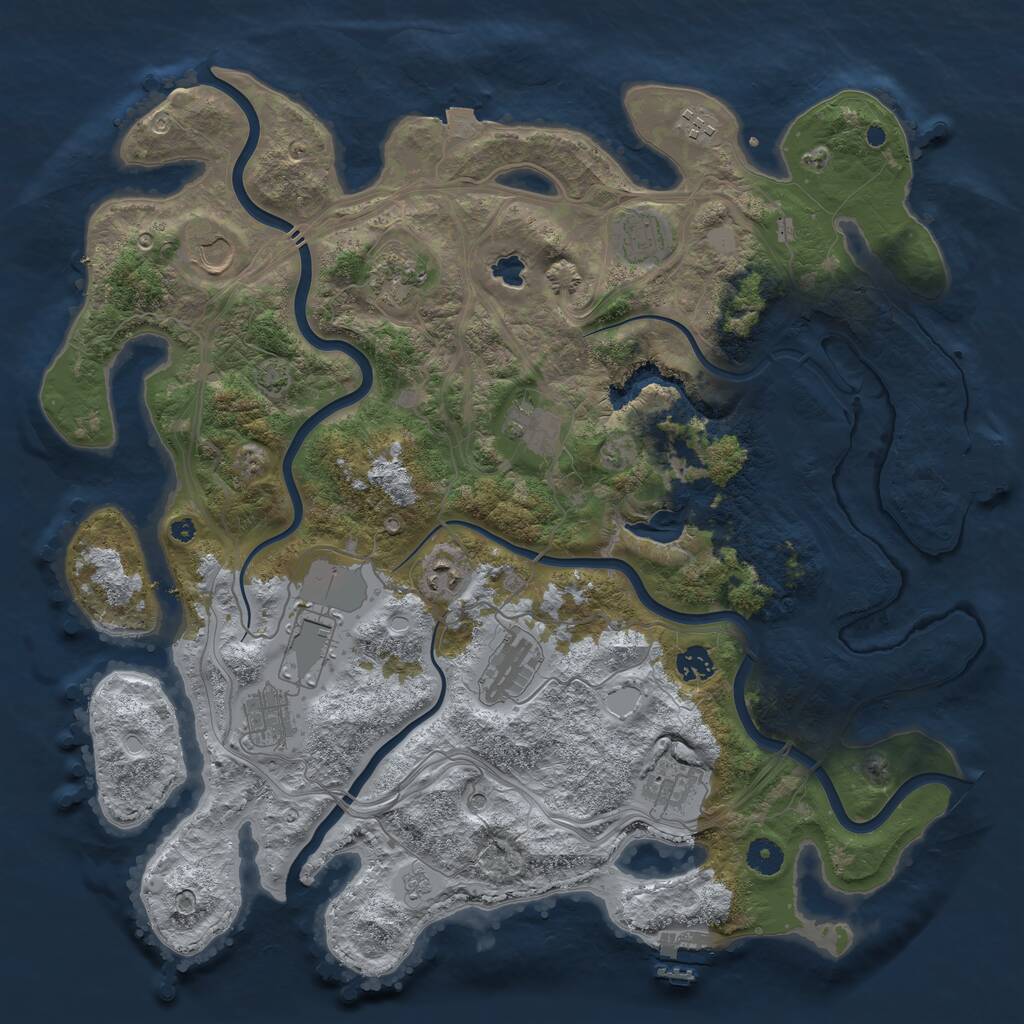 Rust Map: Procedural Map, Size: 4250, Seed: 27043600, 17 Monuments