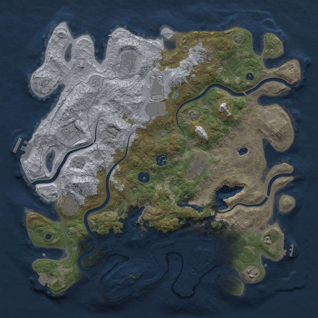 Rust Map: Procedural Map, Size: 4100, Seed: 25509847, 15 Monuments