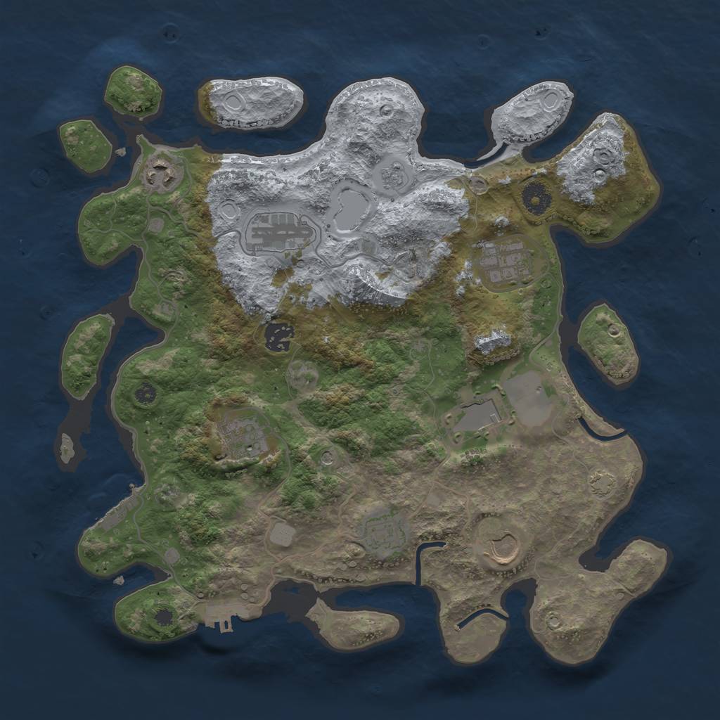 Rust Map: Procedural Map, Size: 3550, Seed: 61991651, 16 Monuments