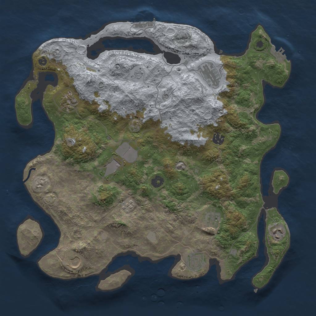 Rust Map: Procedural Map, Size: 3900, Seed: 45224859, 17 Monuments