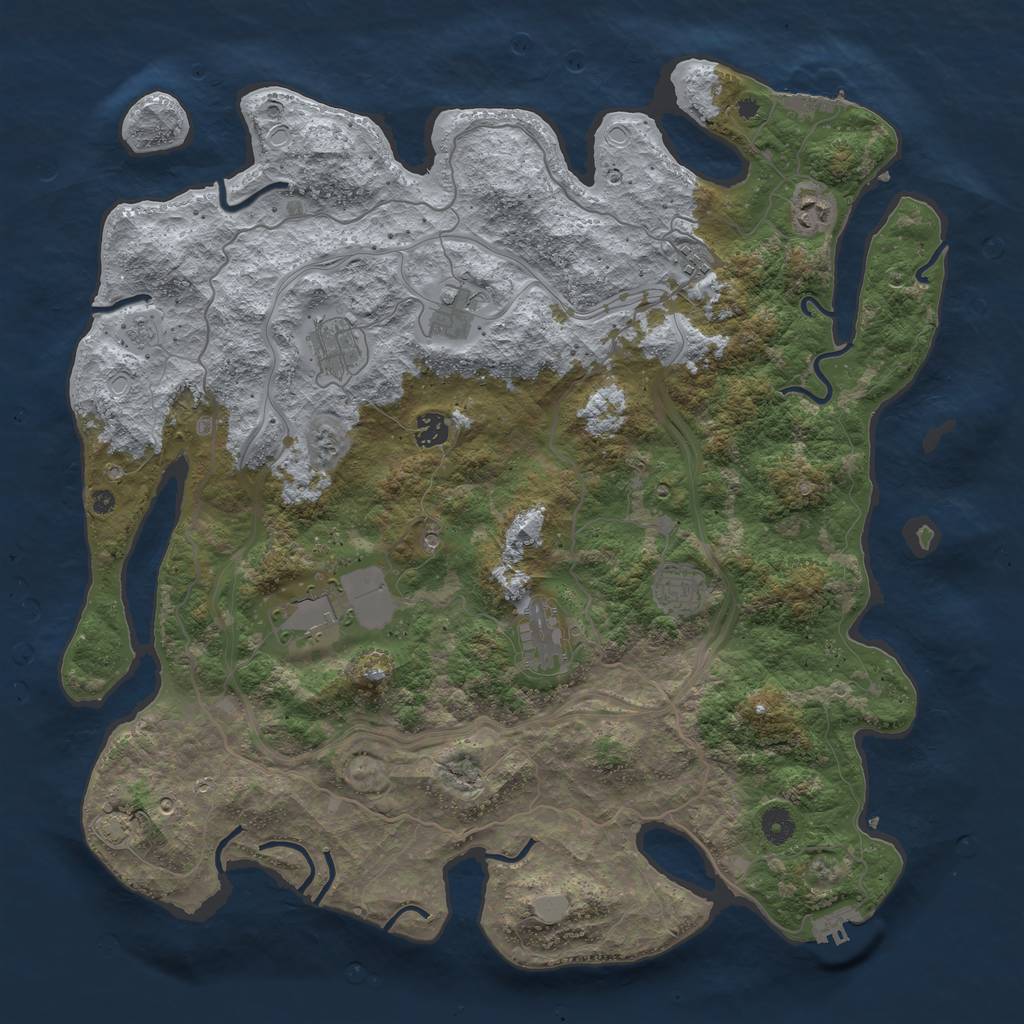 Rust Map: Procedural Map, Size: 4400, Seed: 17121865, 16 Monuments