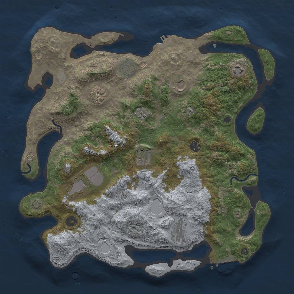 Rust Map: Procedural Map, Size: 3950, Seed: 45198851, 17 Monuments