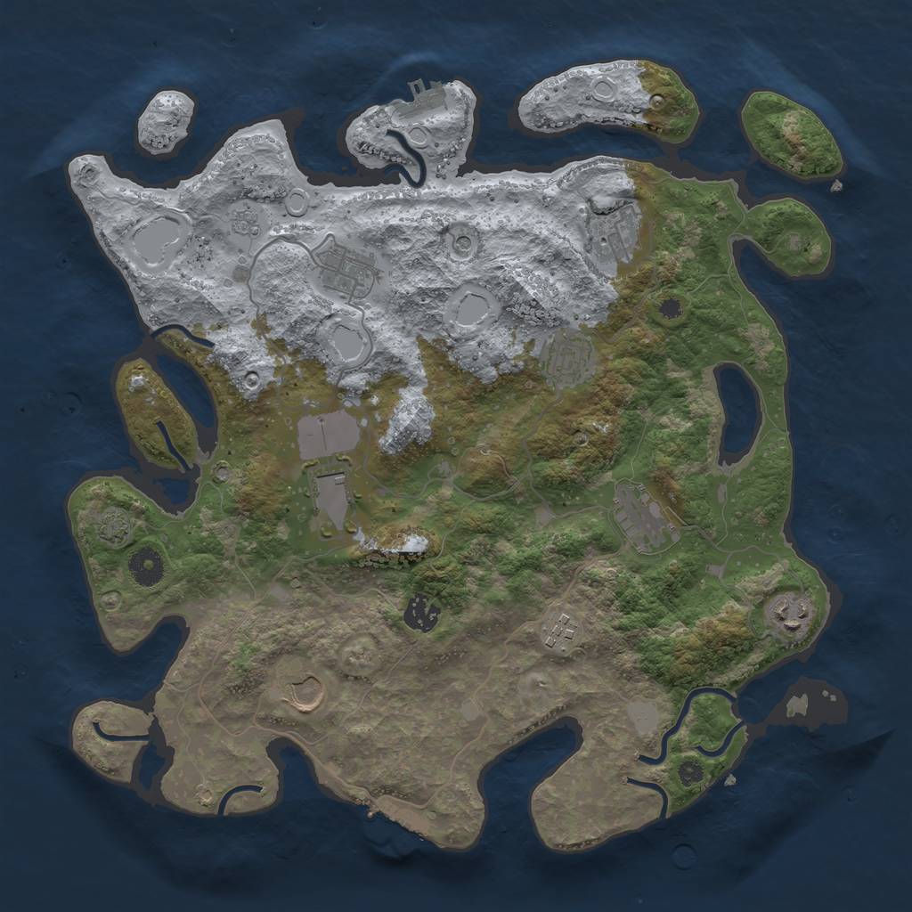 Rust Map: Procedural Map, Size: 3800, Seed: 40825663, 17 Monuments