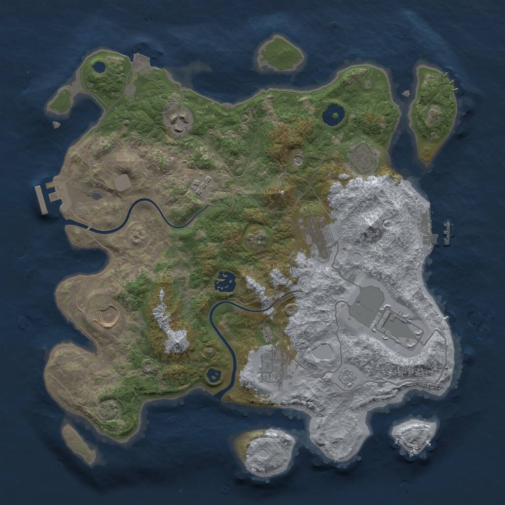 Rust Map: Procedural Map, Size: 3500, Seed: 66909371, 14 Monuments