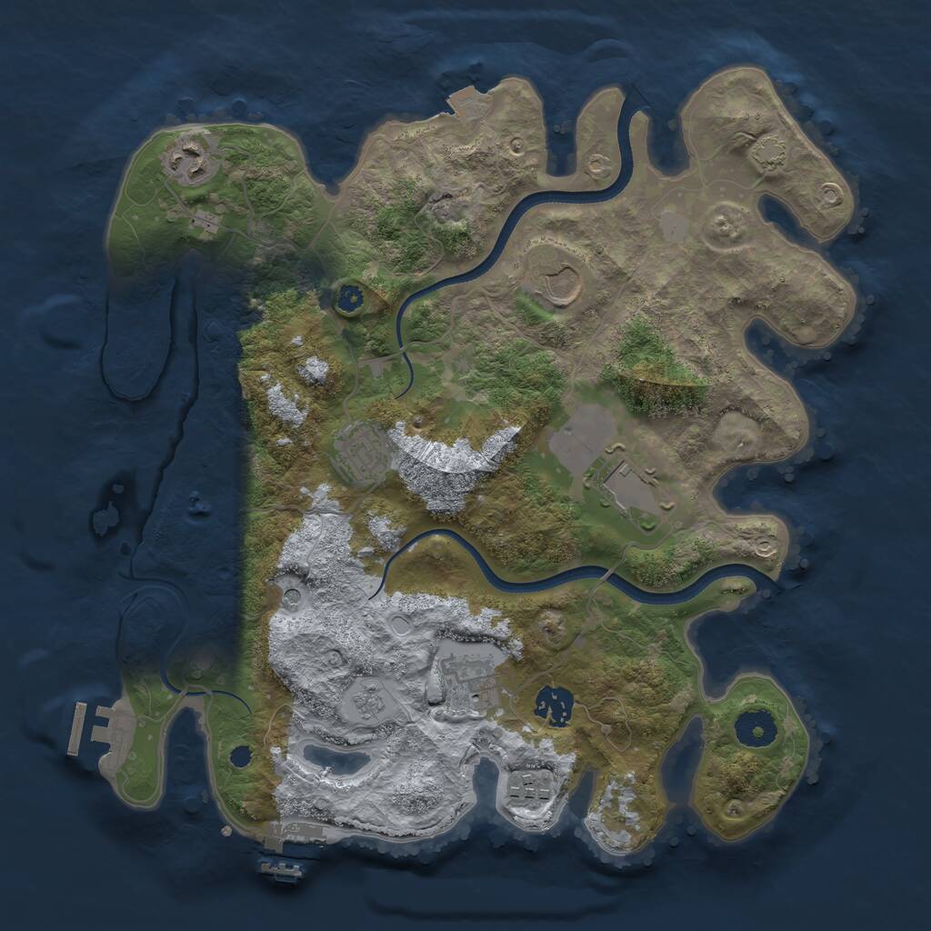 Rust Map: Procedural Map, Size: 3500, Seed: 22703240, 13 Monuments