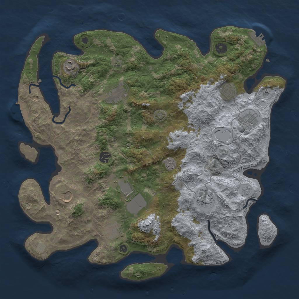 Rust Map: Procedural Map, Size: 3950, Seed: 60715627, 18 Monuments