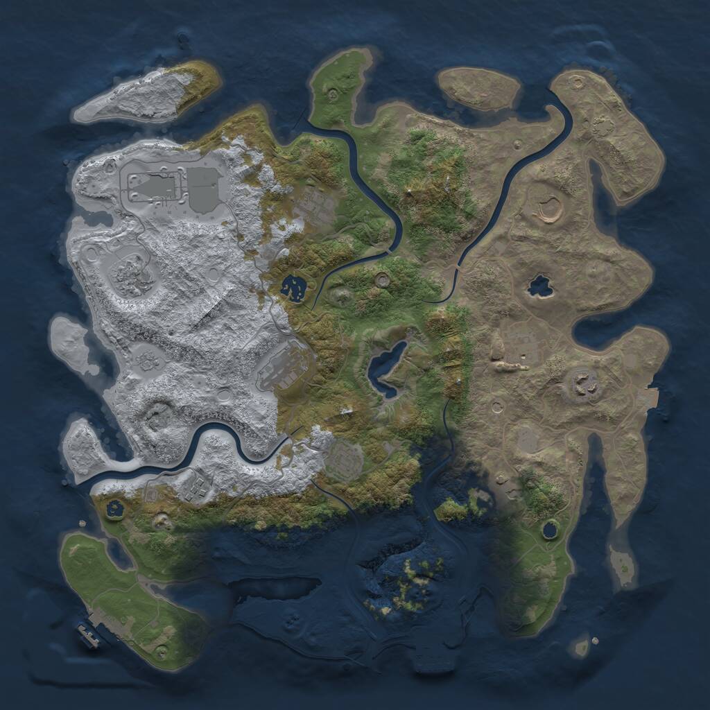 Rust Map: Procedural Map, Size: 4100, Seed: 74728573, 17 Monuments