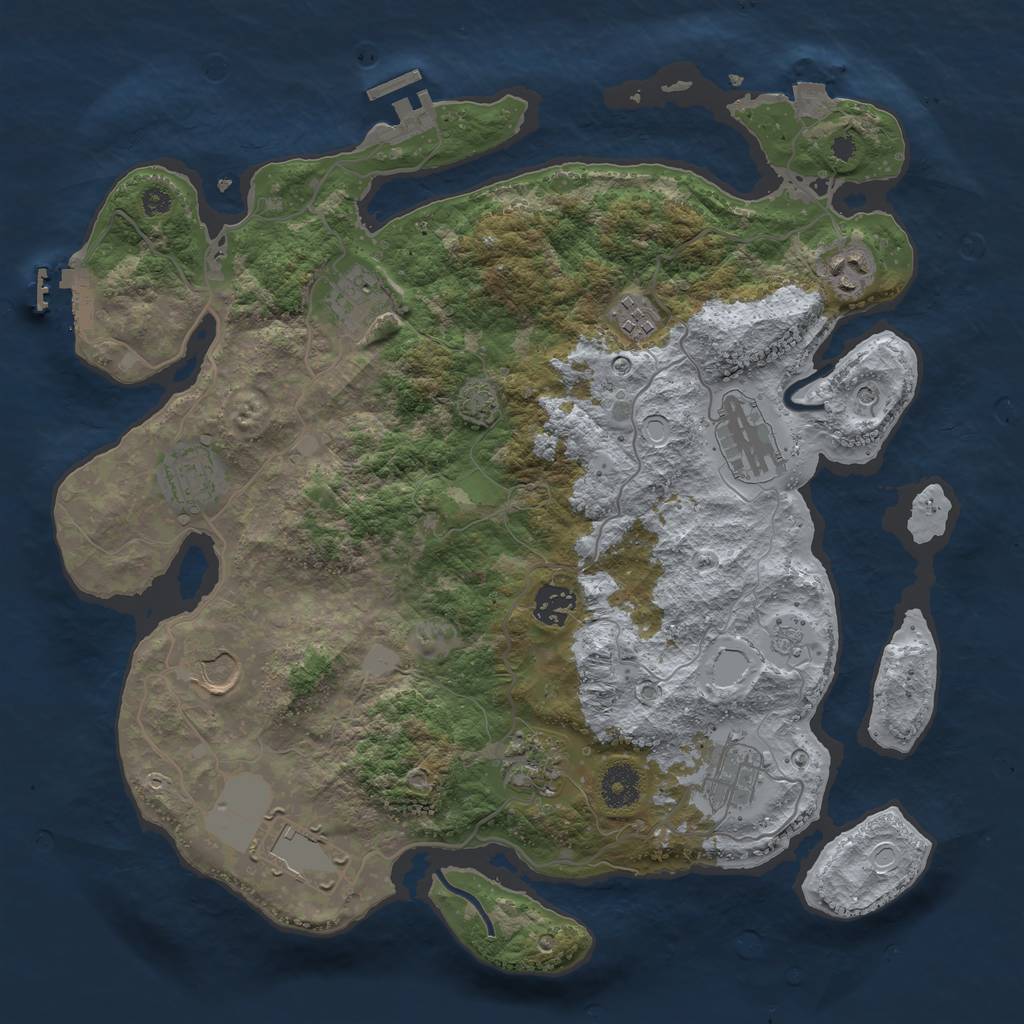 Rust Map: Procedural Map, Size: 3650, Seed: 96633302, 18 Monuments