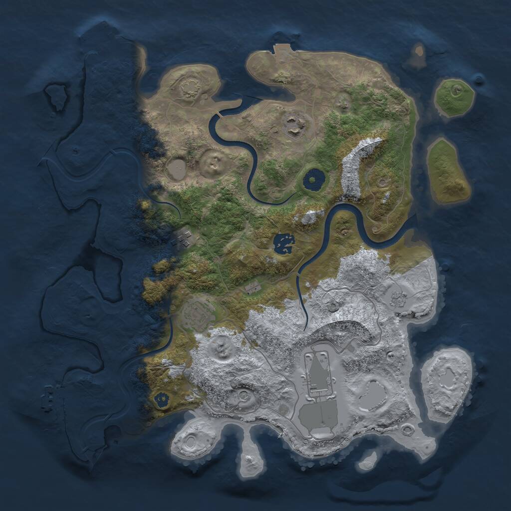Rust Map: Procedural Map, Size: 3500, Seed: 20500, 11 Monuments