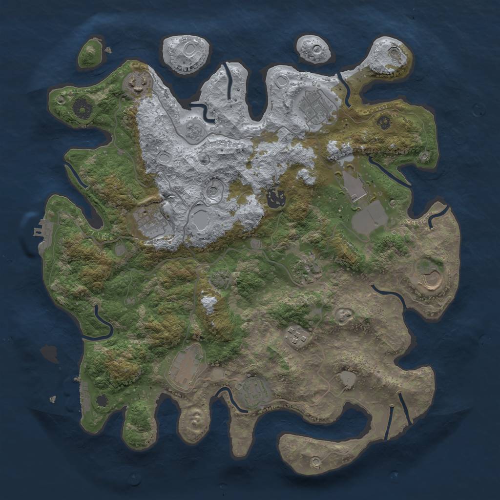 Rust Map: Procedural Map, Size: 3700, Seed: 76430069, 18 Monuments