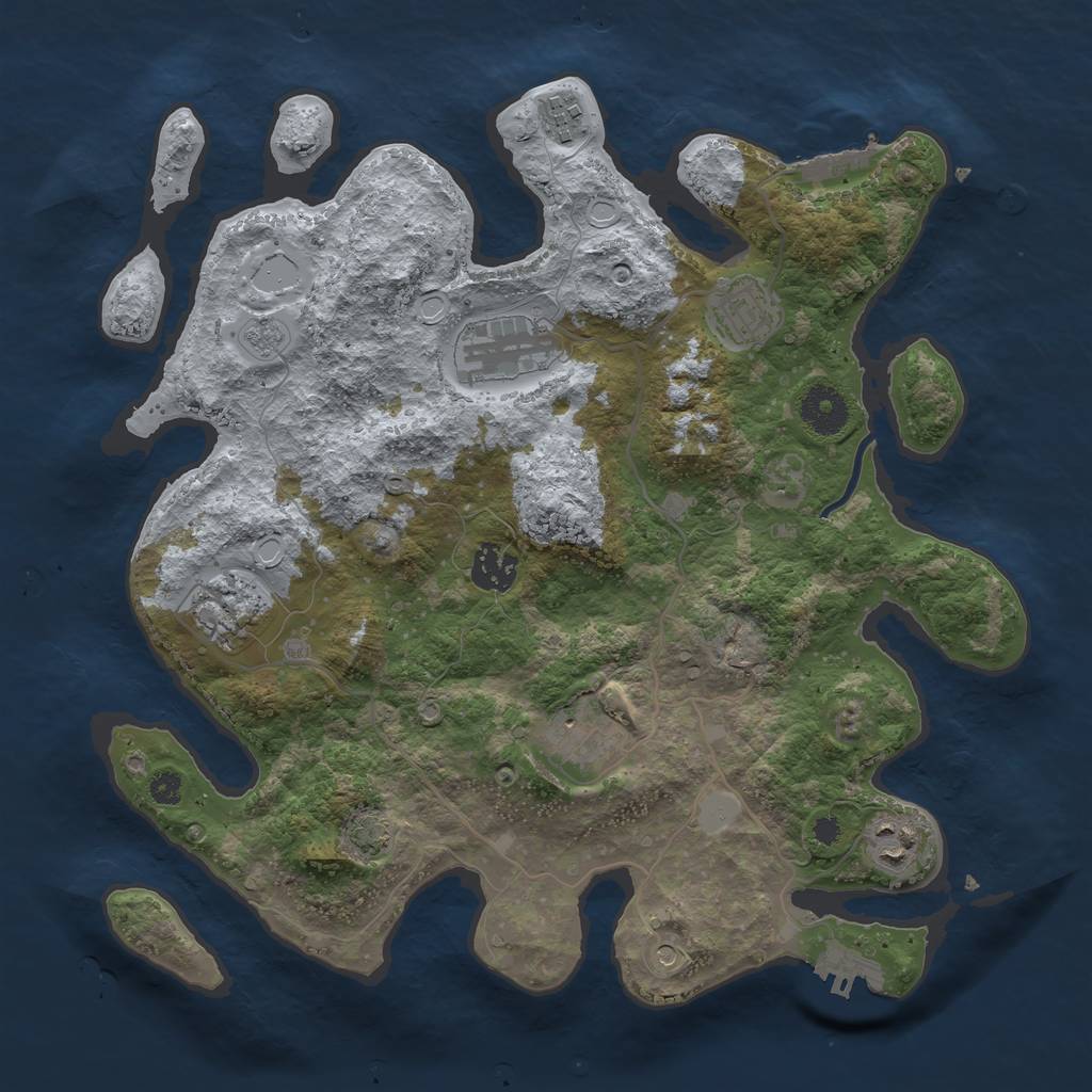 Rust Map: Procedural Map, Size: 3450, Seed: 87684694, 15 Monuments