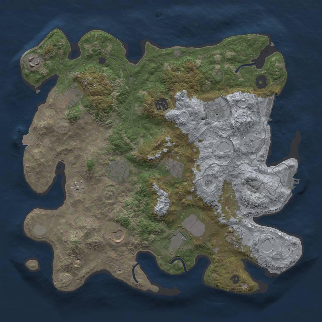 Rust Map: Procedural Map, Size: 3700, Seed: 53292480, 18 Monuments