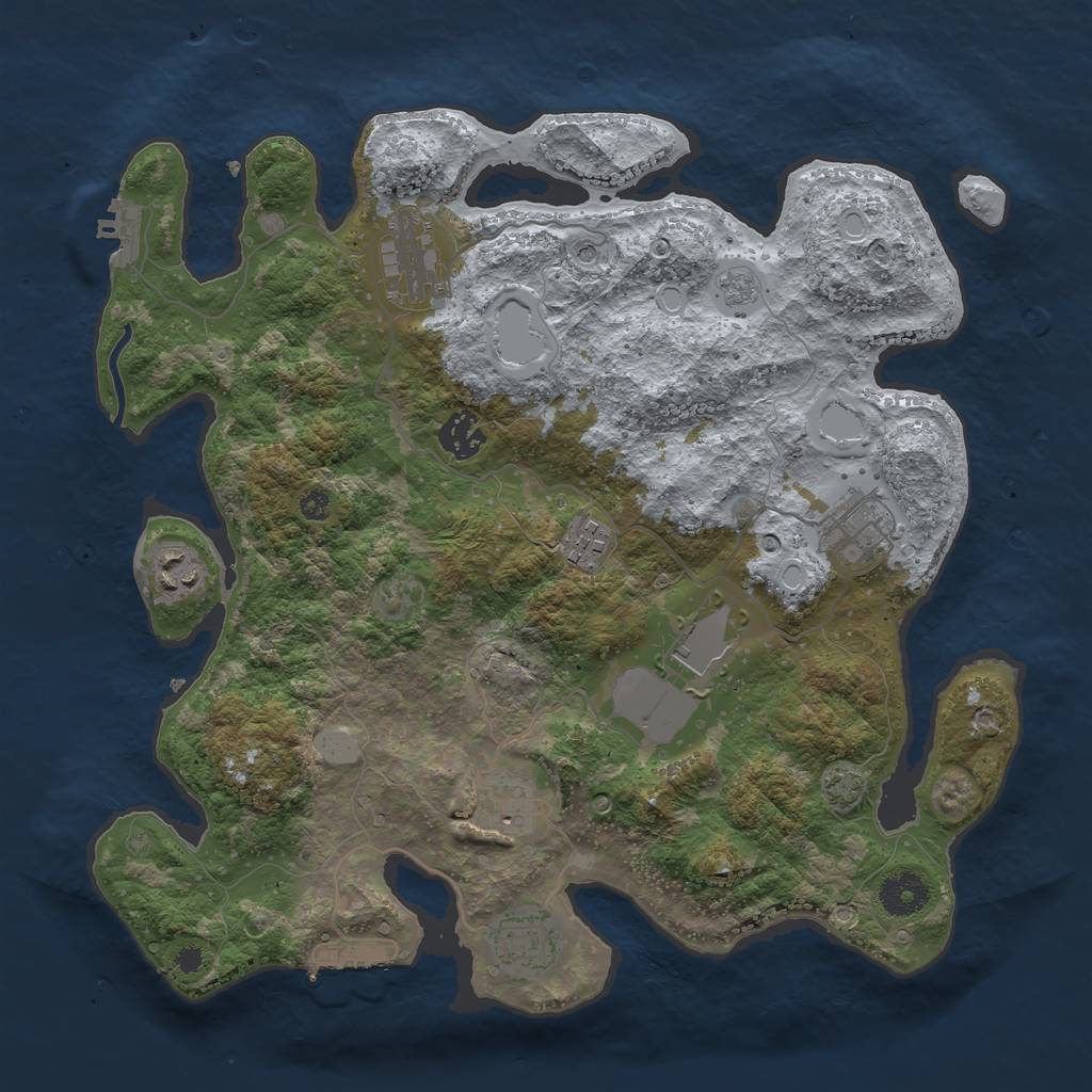 Rust Map: Procedural Map, Size: 3550, Seed: 32123118, 16 Monuments