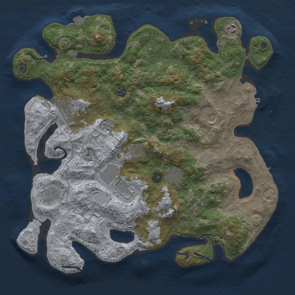 Rust Map: Procedural Map, Size: 4100, Seed: 29783041, 18 Monuments