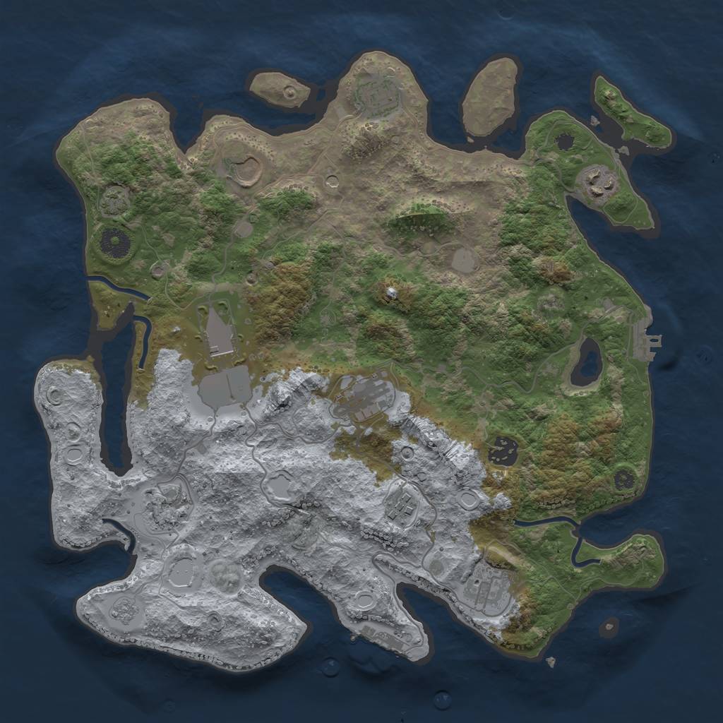 Rust Map: Procedural Map, Size: 3600, Seed: 75511725, 17 Monuments