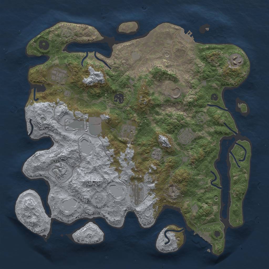 Rust Map: Procedural Map, Size: 3850, Seed: 68662882, 18 Monuments