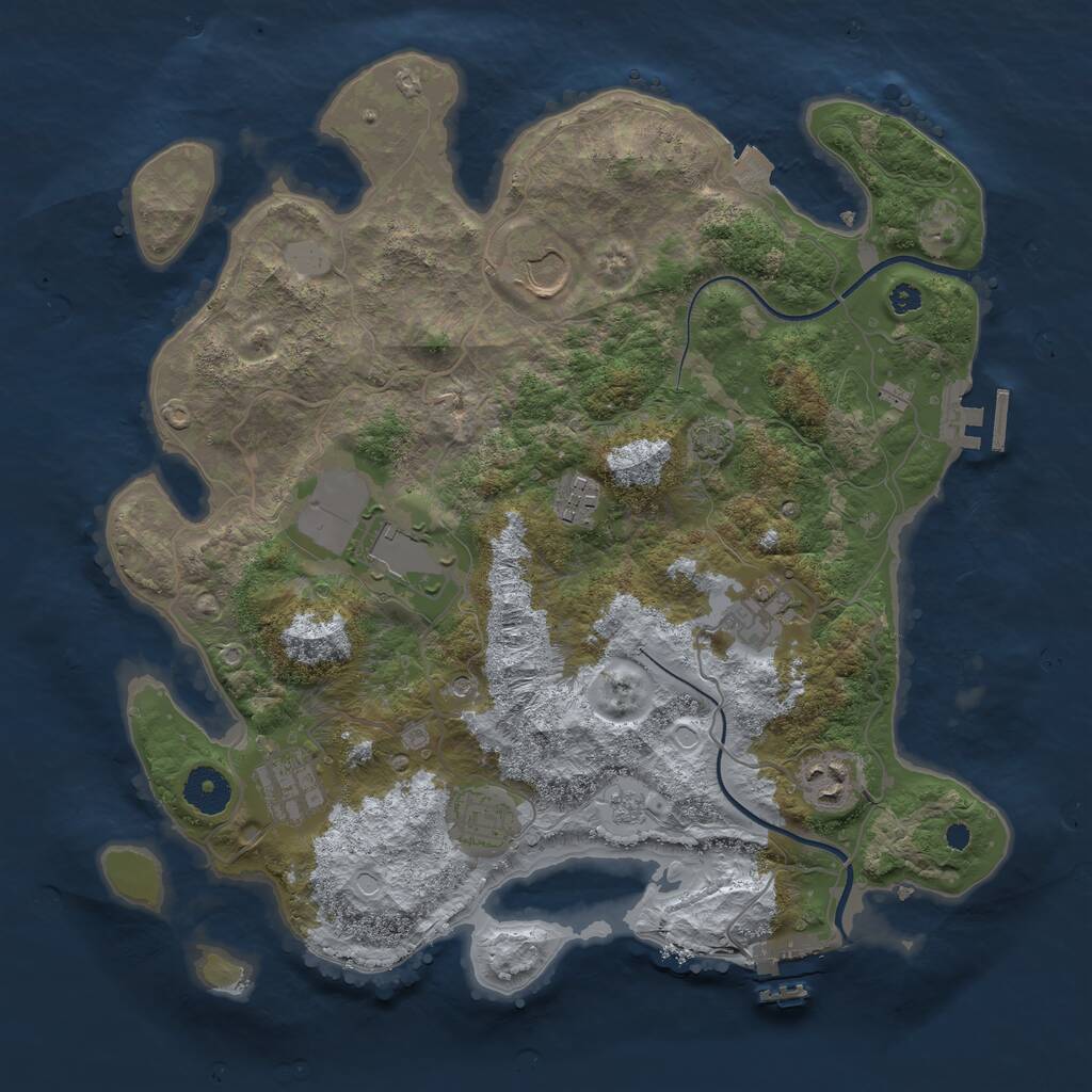 Rust Map: Procedural Map, Size: 3550, Seed: 51704491, 13 Monuments