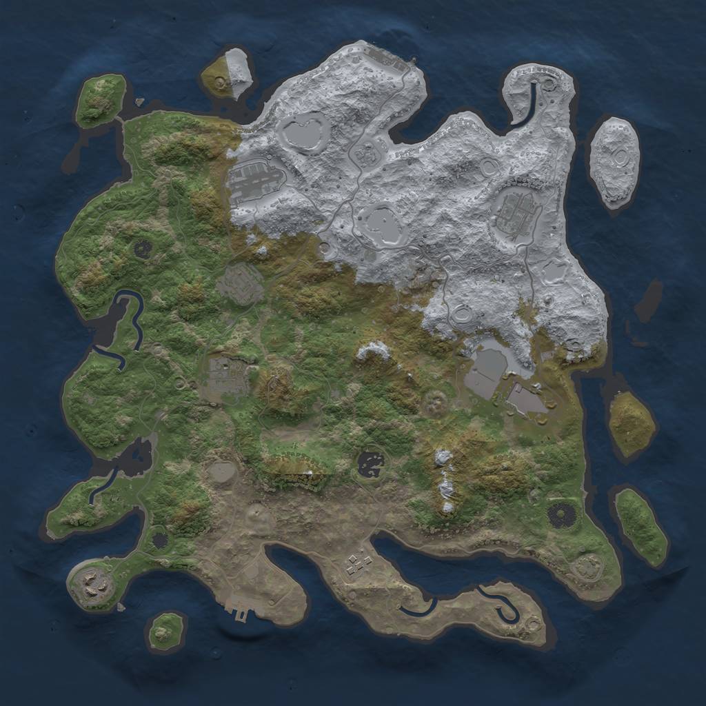 Rust Map: Procedural Map, Size: 3900, Seed: 16216484, 16 Monuments