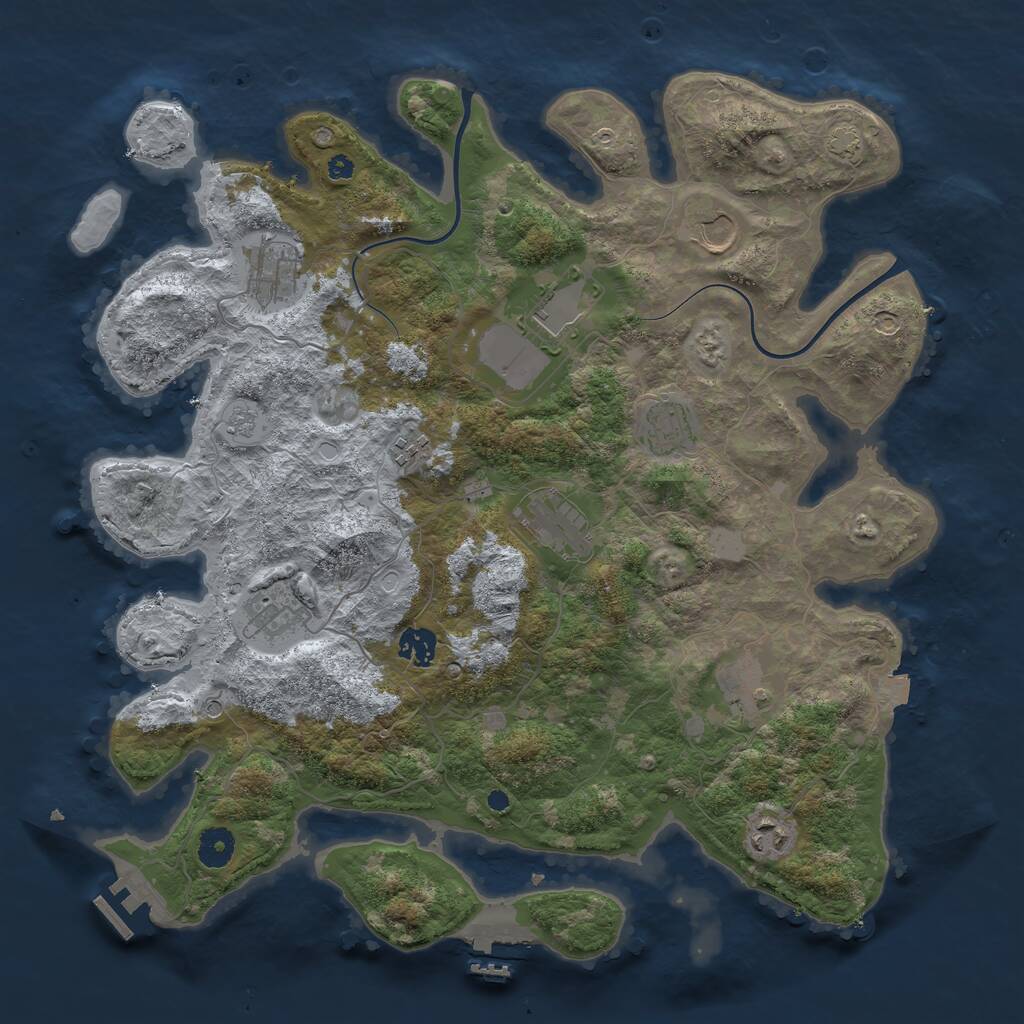 Rust Map: Procedural Map, Size: 3950, Seed: 5225377, 16 Monuments