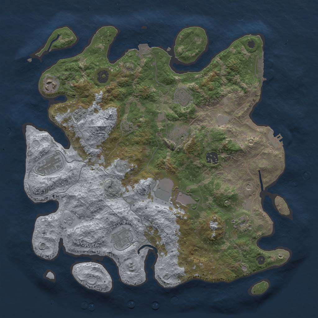 Rust Map: Procedural Map, Size: 3750, Seed: 69058858, 17 Monuments