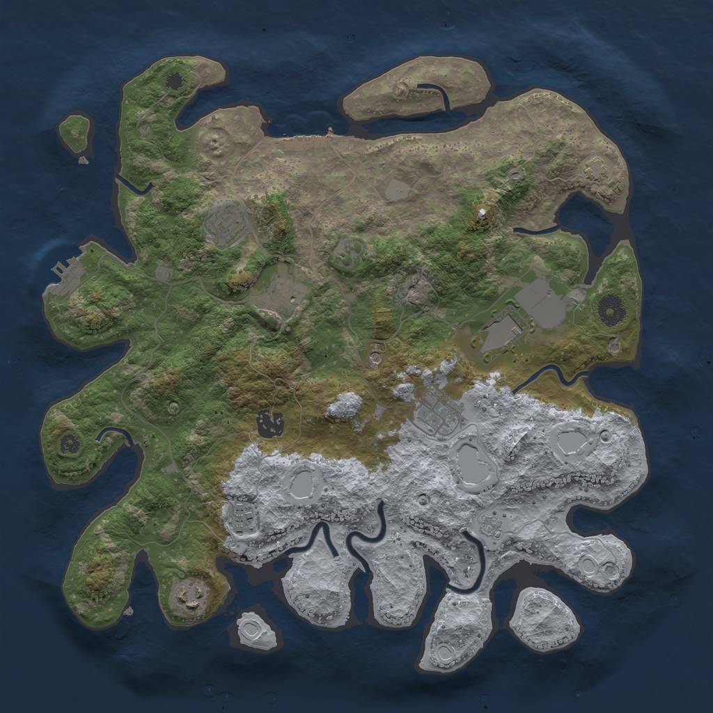 Rust Map: Procedural Map, Size: 3700, Seed: 35685370, 15 Monuments