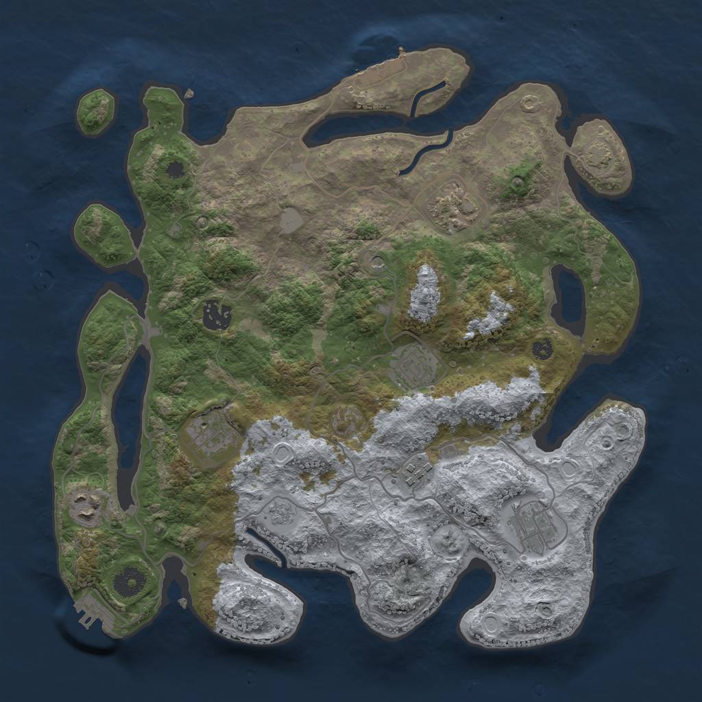 Rust Map: Procedural Map, Size: 3450, Seed: 54714624, 15 Monuments