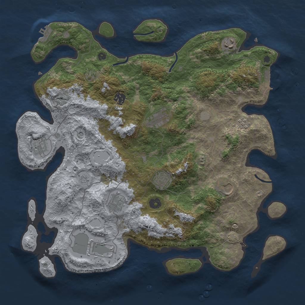 Rust Map: Procedural Map, Size: 3950, Seed: 15823464, 17 Monuments