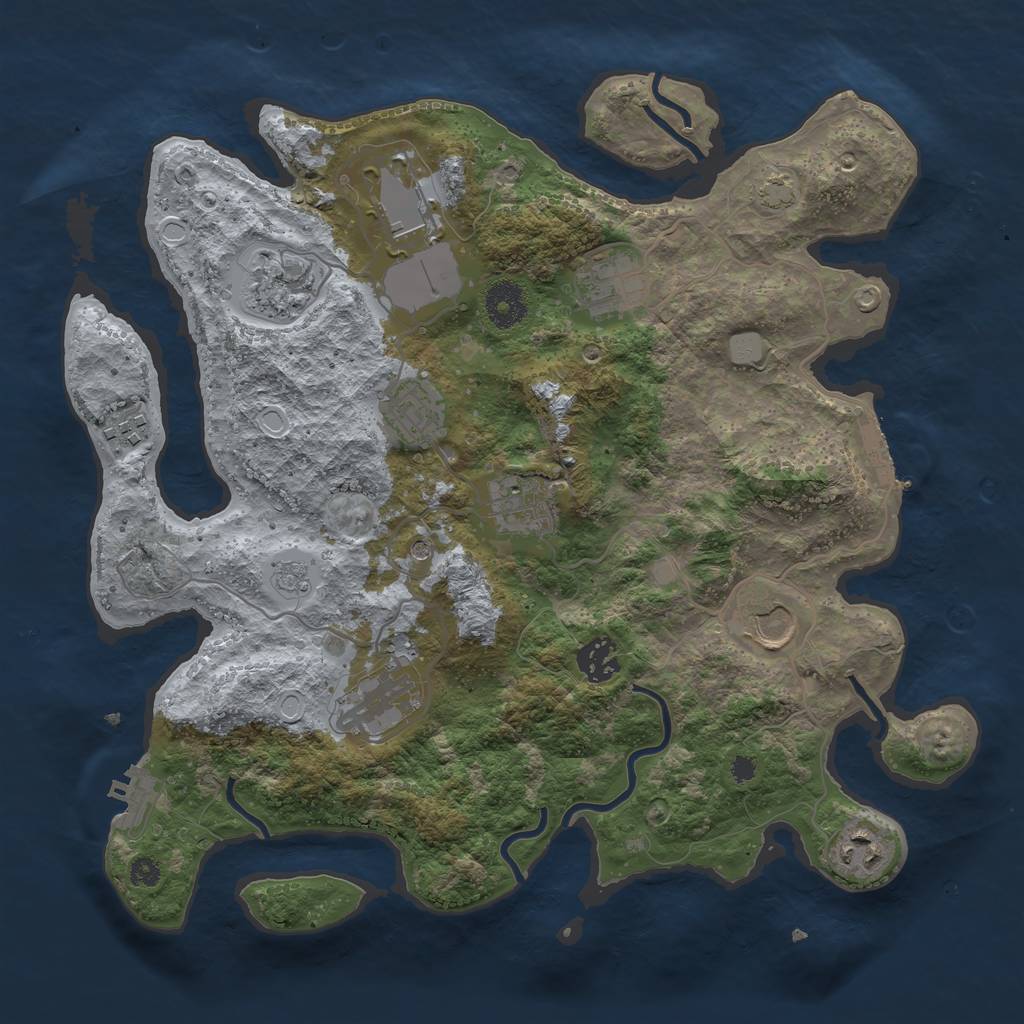 Rust Map: Procedural Map, Size: 3500, Seed: 37679604, 18 Monuments