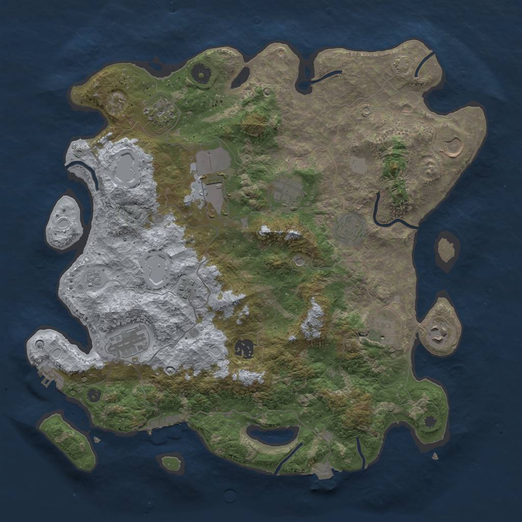 Rust Map: Procedural Map, Size: 3950, Seed: 70874602, 18 Monuments