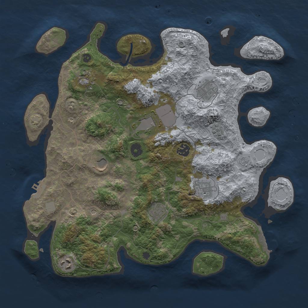 Rust Map: Procedural Map, Size: 3650, Seed: 68255534, 17 Monuments