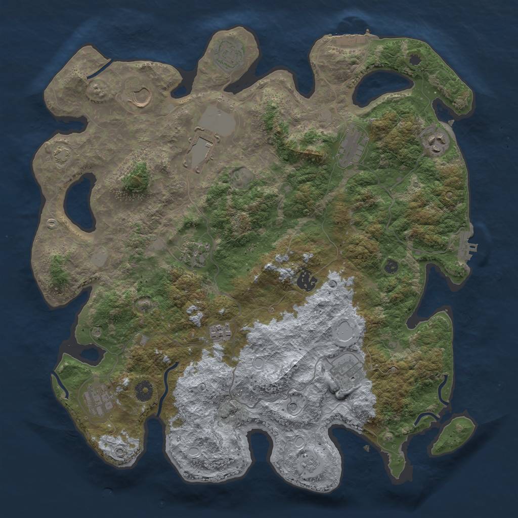 Rust Map: Procedural Map, Size: 3950, Seed: 85708226, 18 Monuments